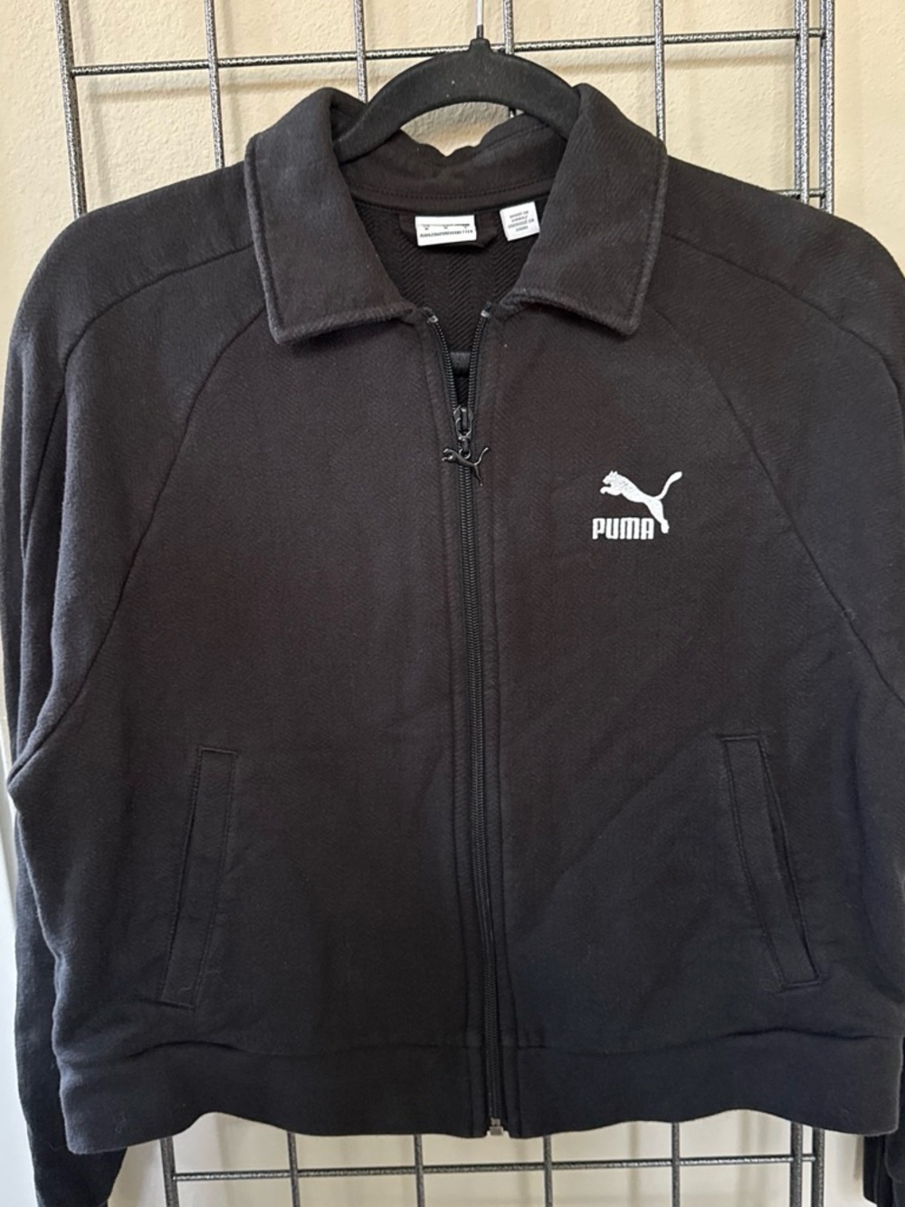 Puma Black Full-Zip Hoodie Jacket with White Logo